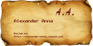Alexander Anna névjegykártya