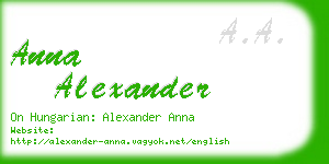 anna alexander business card